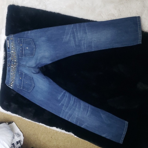 Love Moschino Blue Studded Jeans Size 26 - Picture 9 of 12